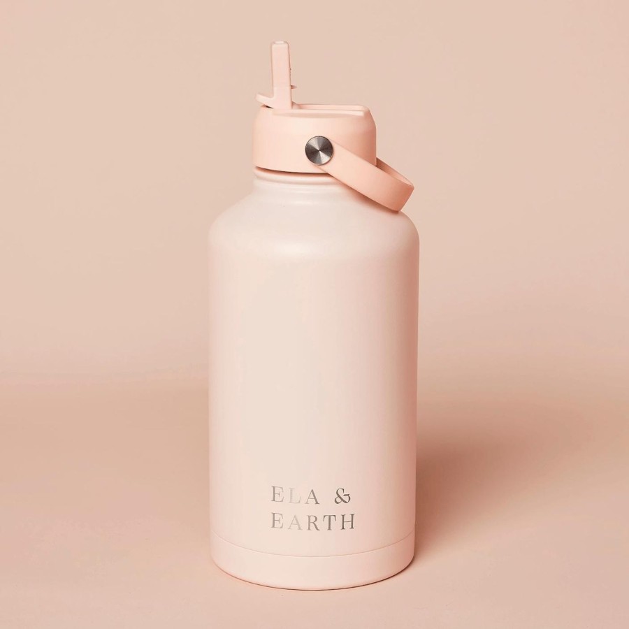 Ela & Earth Blush-Pink Insulated Water Bottle - 1800Mls | Drink 1.8 Litre Water Bottles