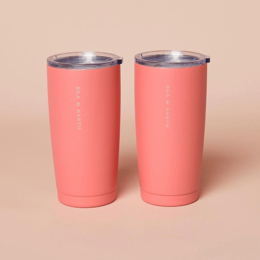 Ela & Earth Coral Insulated Tumbler - 590Ml (Set Of 2) | Drink Insulated Tumbler Set Of 2