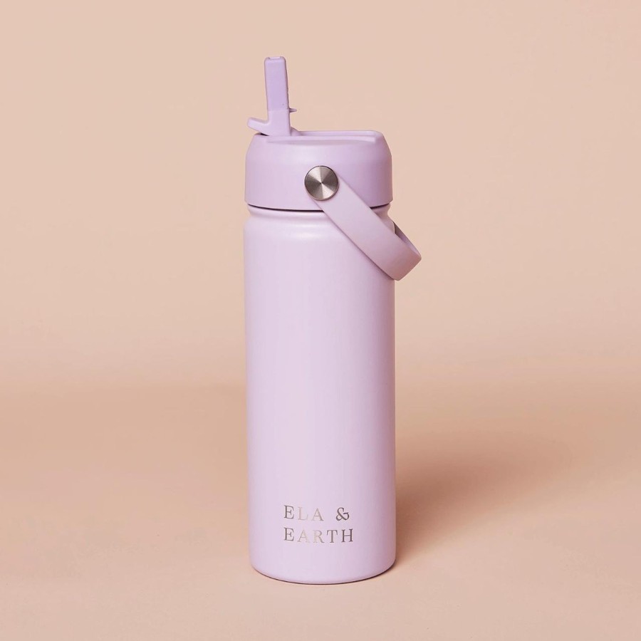 Ela & Earth Lilac Insulated Water Bottle - 550Ml | Drink 550Ml Water Bottles