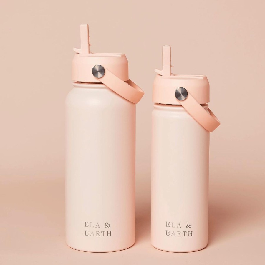 Ela & Earth Blush-Pink Insulated Water Bottle Set | Drink Water Bottle Sets