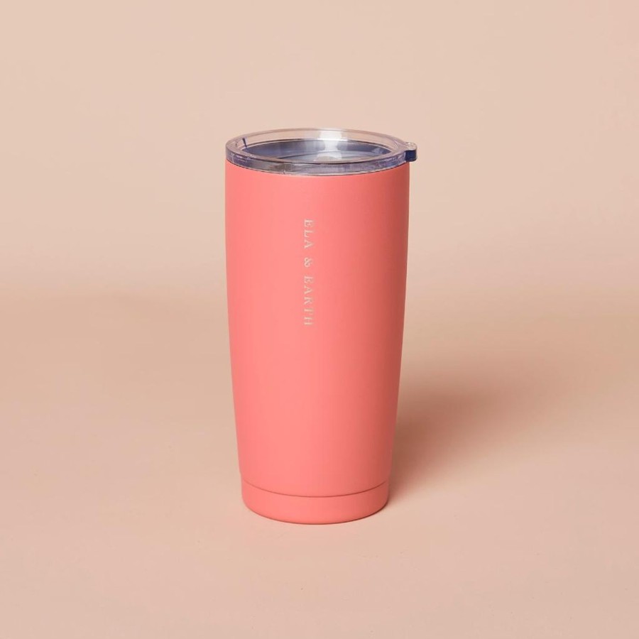 Ela & Earth Coral Insulated Tumbler Set (With Gold Straws) | Drink Insulated Tumblers + Straw Sets