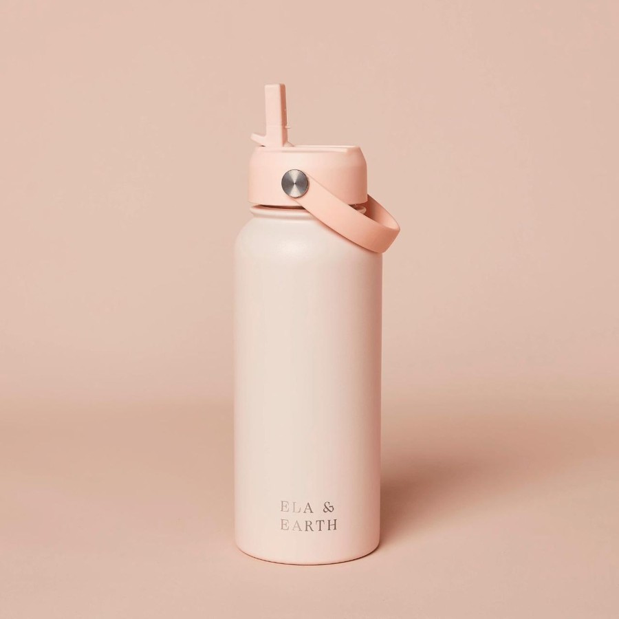 Ela & Earth Blush Pink Insulated Water Bottle - 1000Ml | Drink 1 Litre Water Bottles