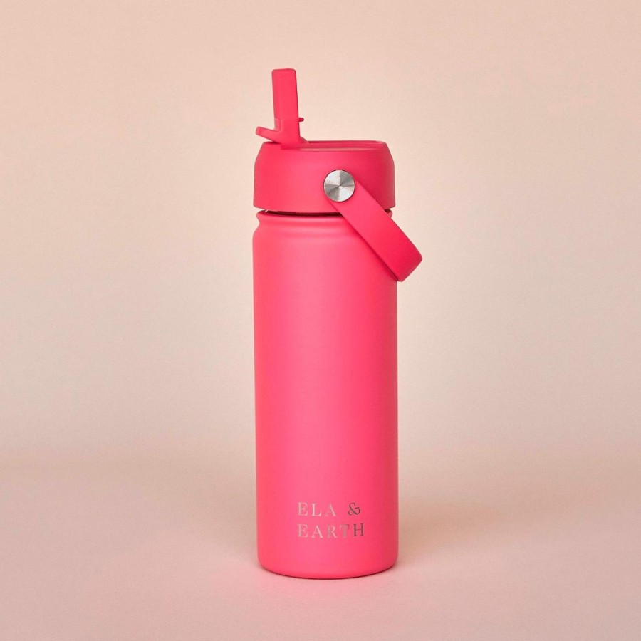 Ela & Earth Fuchsia-Pink Insulated Water Bottle - 550Ml | Drink 550Ml Water Bottles