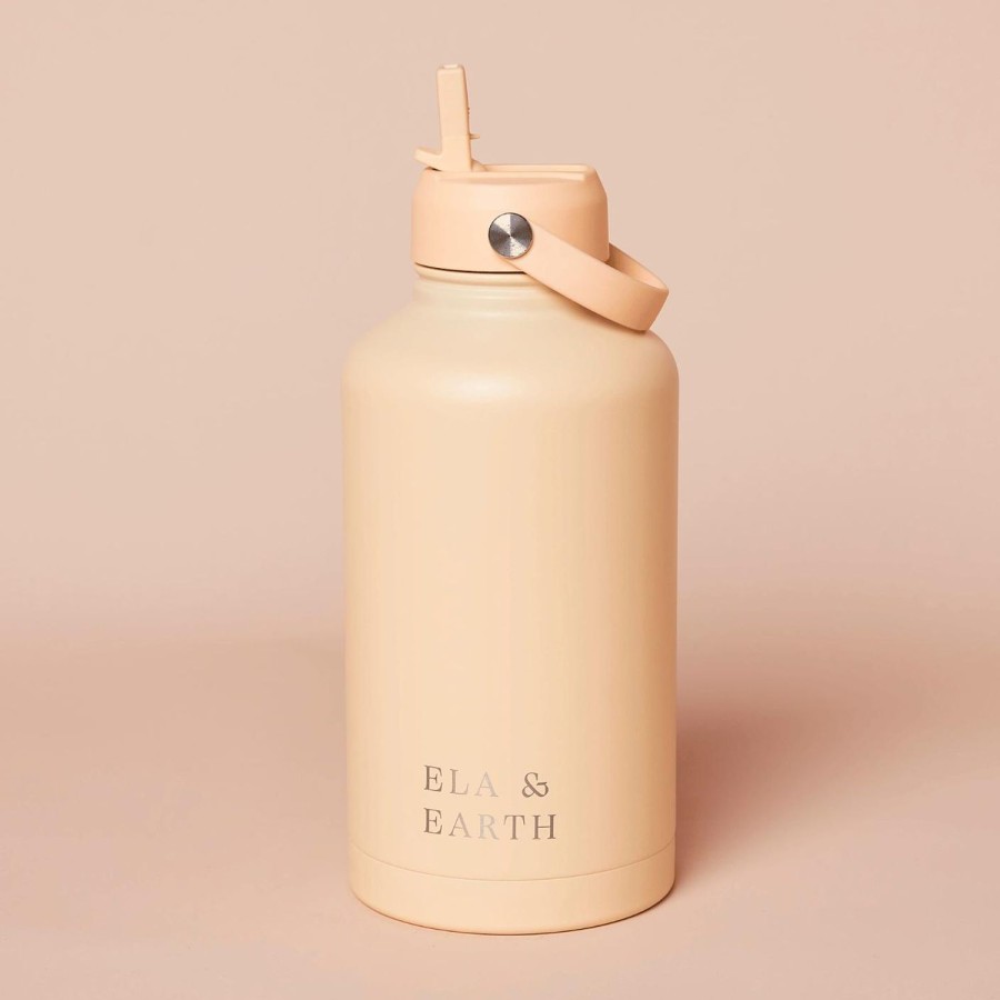 Ela & Earth Butter-Yellow Insulated Water Bottle - 1800Mls | Drink 1.8 Litre Water Bottles