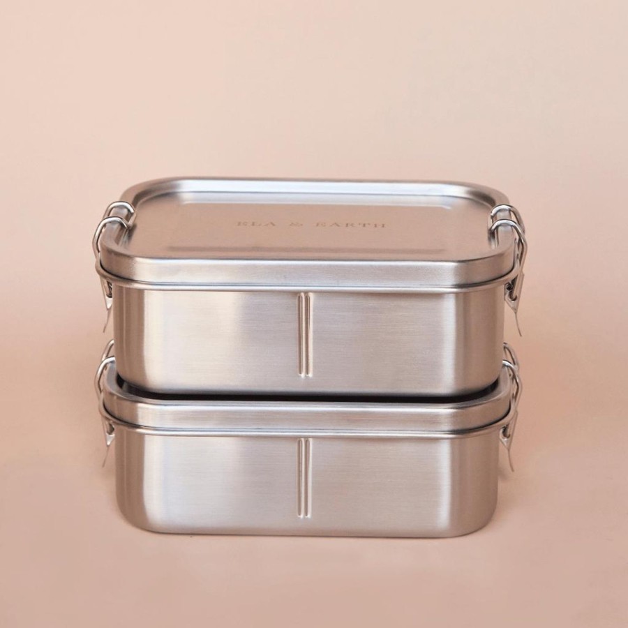 Ela & Earth Stainless Steel Bento Snack Box Container (Set Of 2) | Lunching Lunchware Bundles