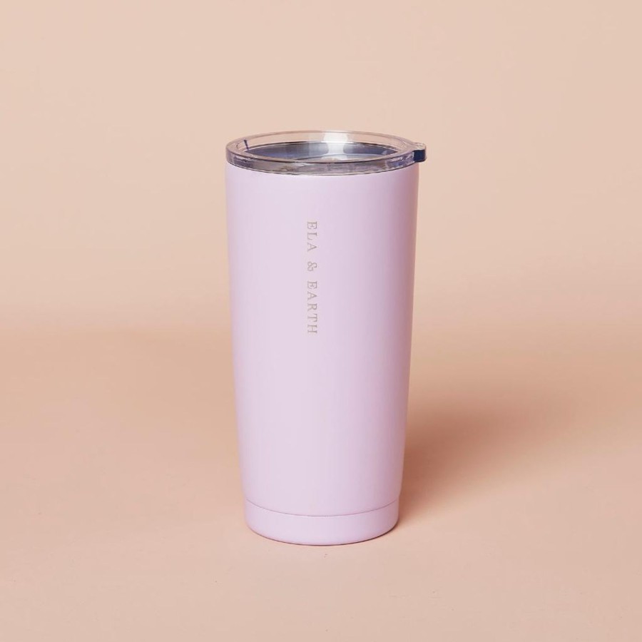 Ela & Earth Lilac - Insulated Tumbler Set (With Silver Smoothie Straws) - 590Ml / | Drink Insulated Tumblers + Straw Sets