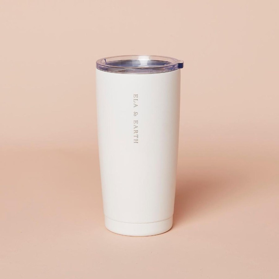 Ela & Earth White Insulated Tumbler Set (With Gold Straws) | Drink Insulated Tumblers + Straw Sets