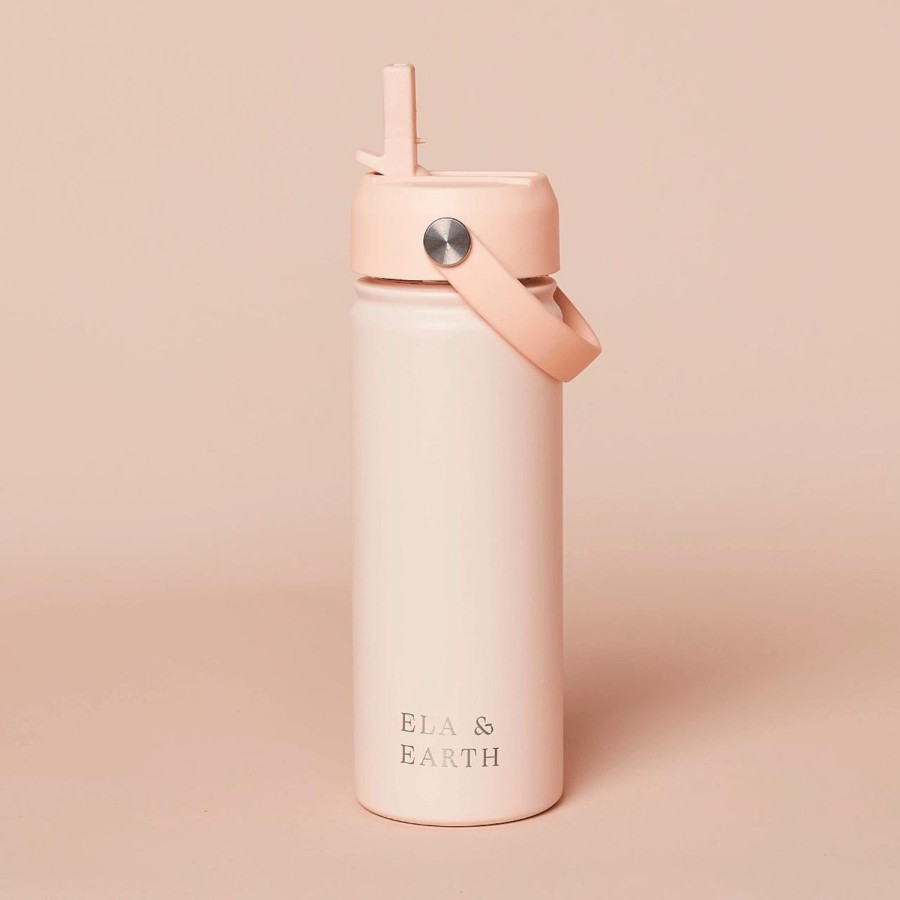 Ela & Earth Blush-Pink Insulated Water Bottle - 550Ml | Drink 550Ml Water Bottles