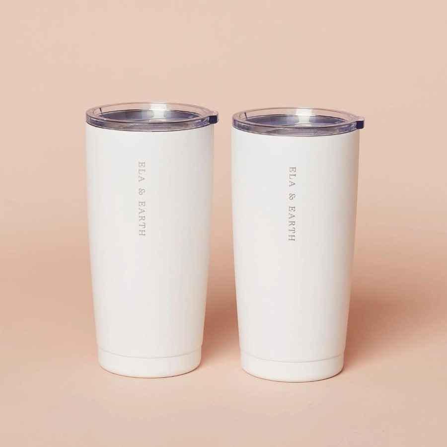 Ela & Earth White Insulated Tumbler - 590Ml (Set Of 2) | Drink Insulated Tumbler Set Of 2