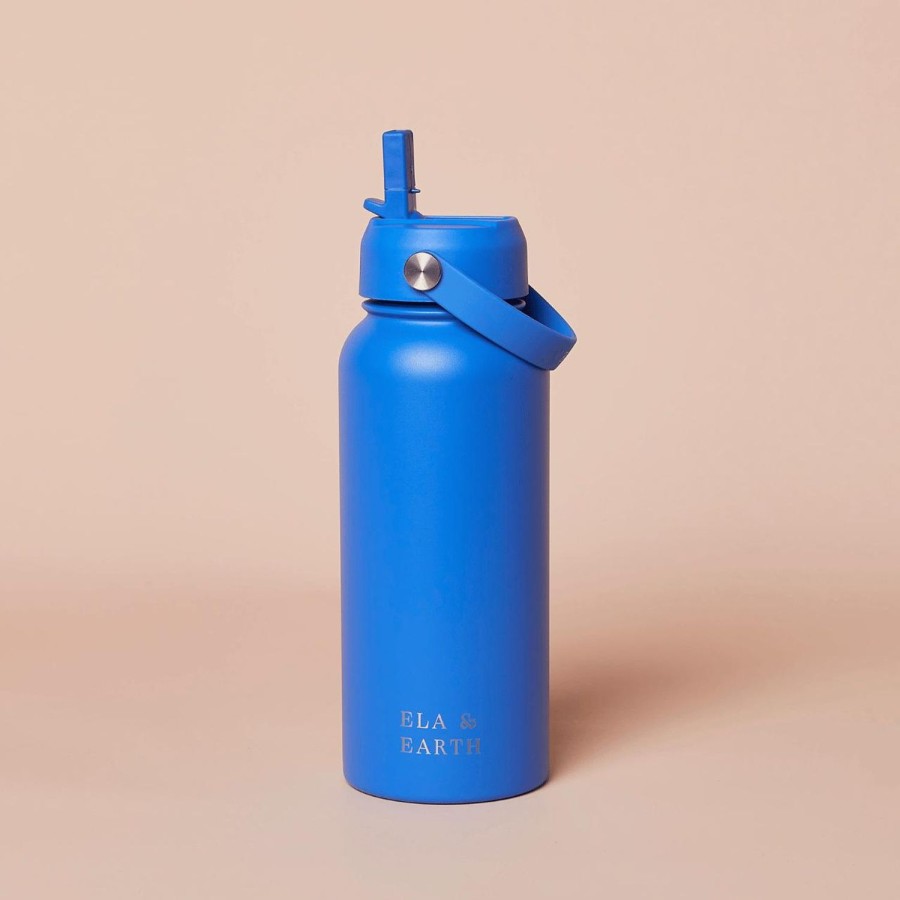 Ela & Earth Electric-Blue Insulated Water Bottle - 1000Ml | Drink 1 Litre Water Bottles