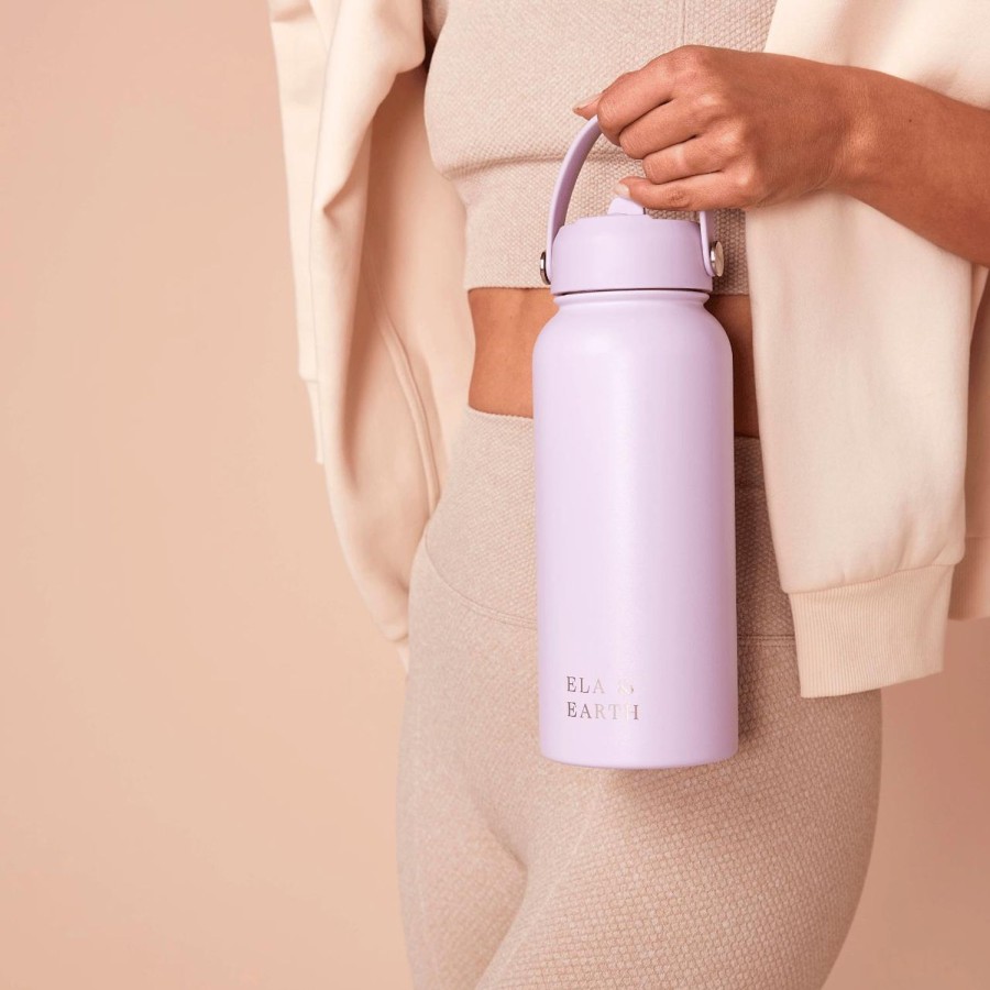 Ela & Earth Lilac Insulated Water Bottle - 1000Ml | Drink 1 Litre Water Bottles