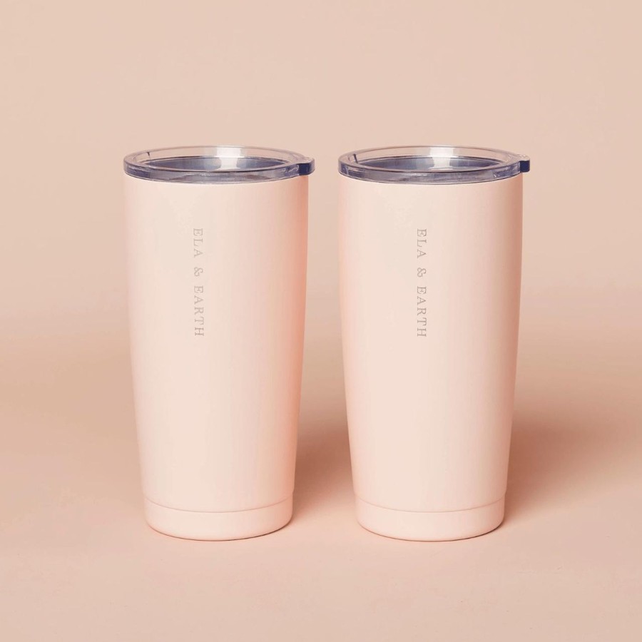 Ela & Earth Blush-Pink Insulated Tumbler - 590Ml (Set Of 2) | Drink Insulated Tumbler Set Of 2