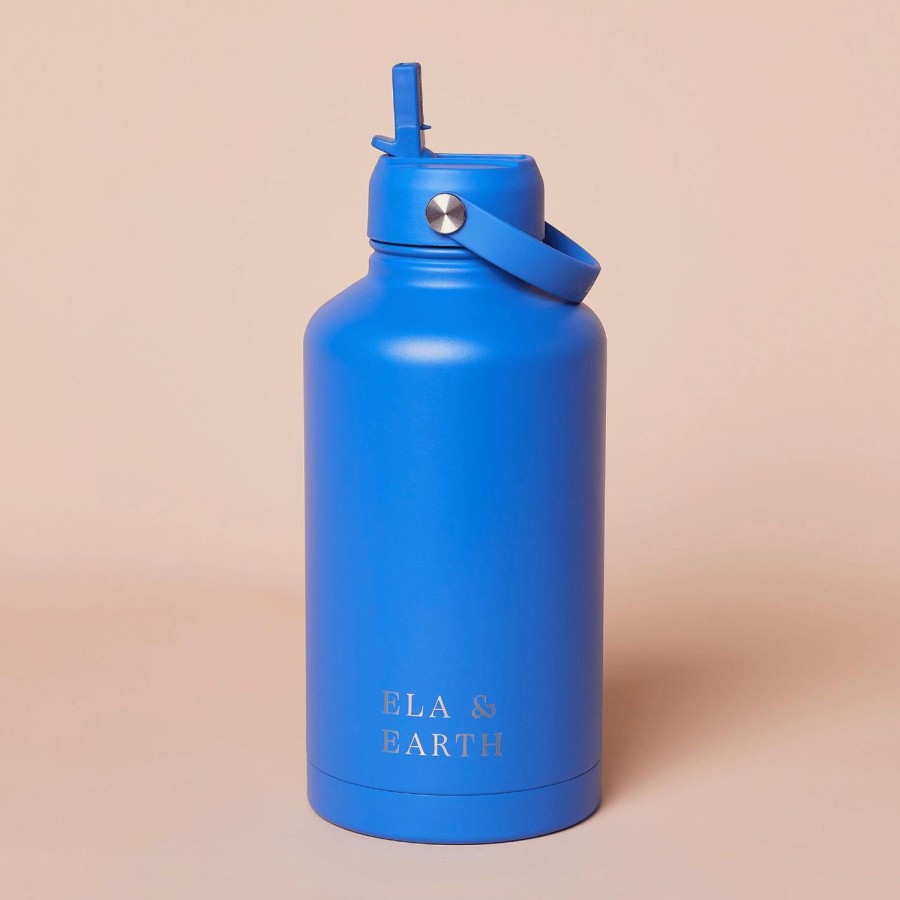 Ela & Earth Electric-Blue Insulated Water Bottle - 1800Mls | Drink 1.8 Litre Water Bottles