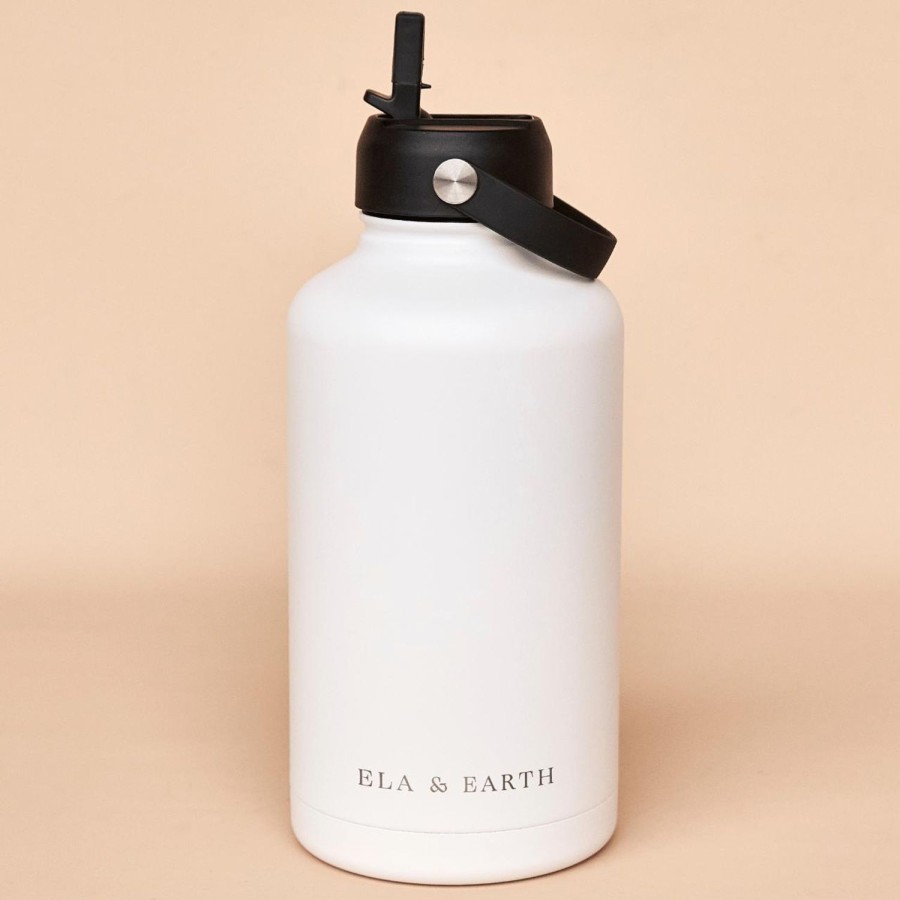 Ela & Earth White Insulated Water Bottle - 1800Mls | Drink 1.8 Litre Water Bottles