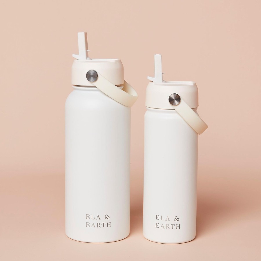 Ela & Earth White Insulated Water Bottle Set | Drink Water Bottle Sets