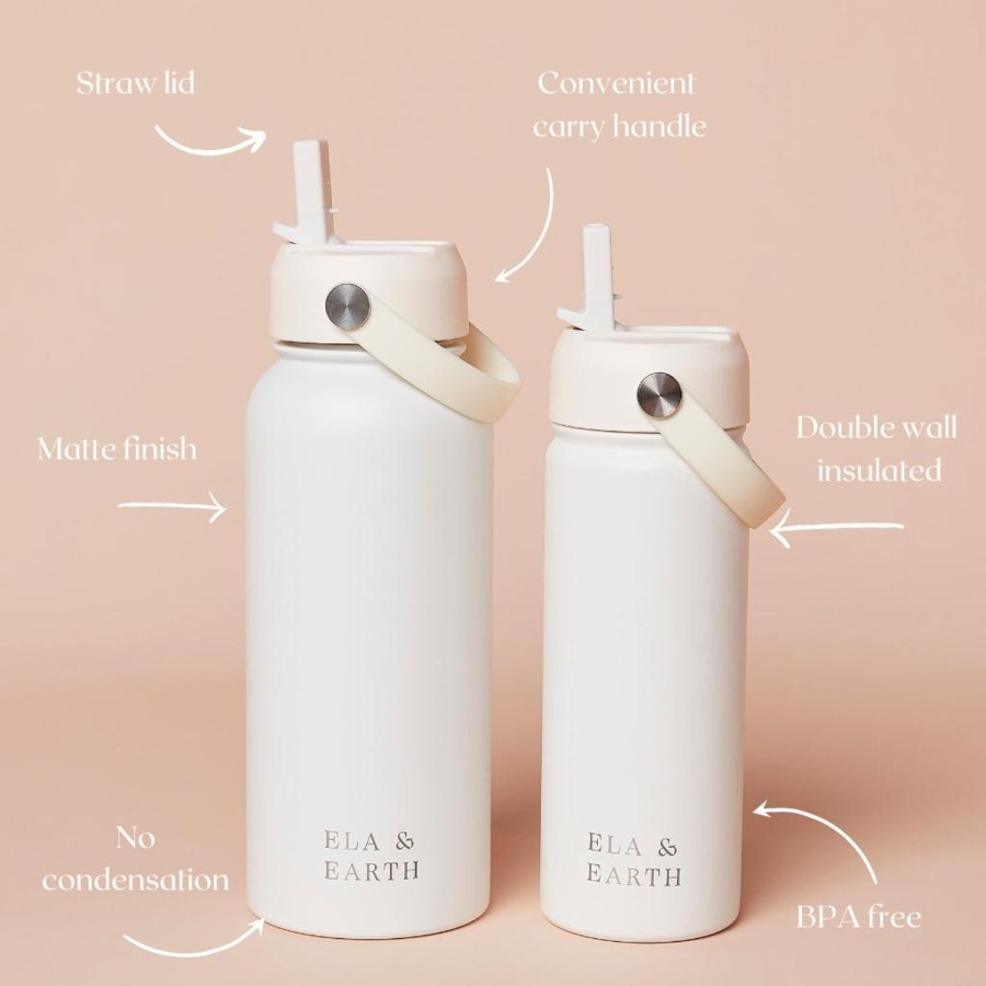 Ela & Earth White Insulated Water Bottle Set | Drink Water Bottle Sets ...