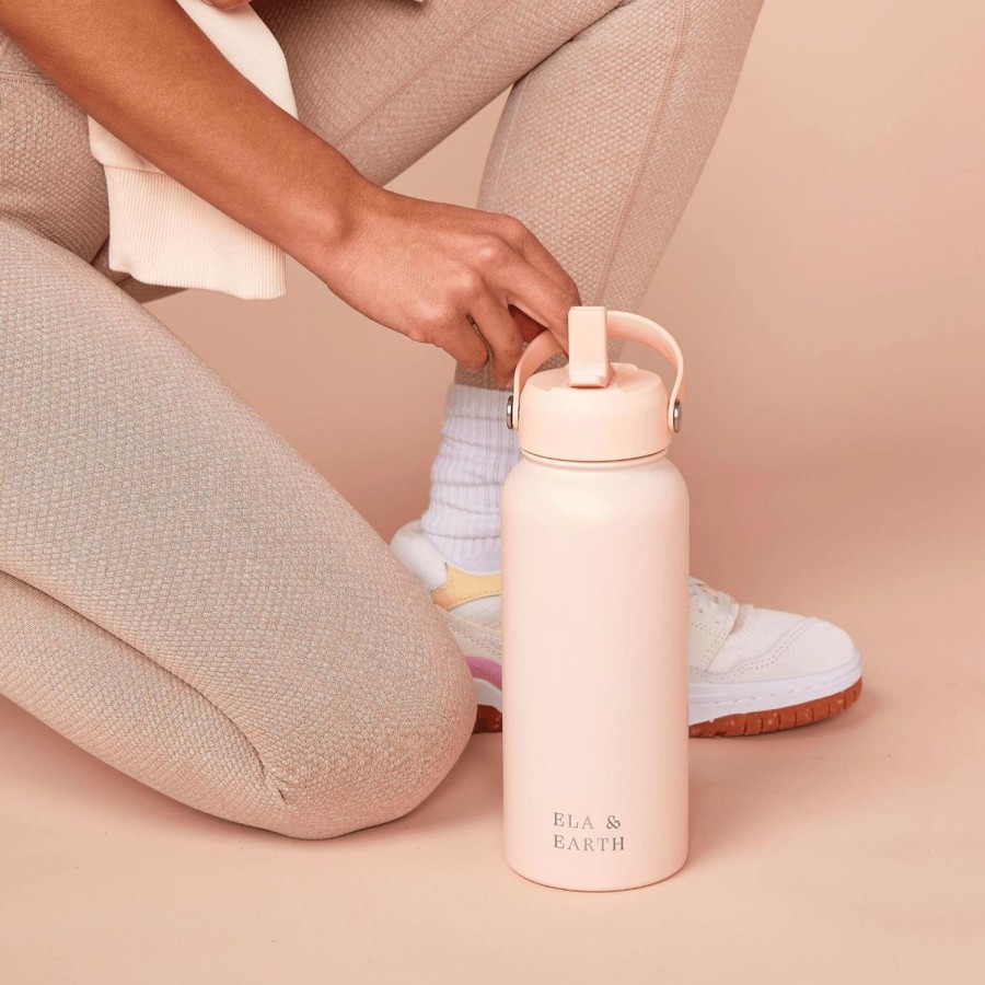 Ela & Earth Blush Pink - 1 Litre Water Bottle + 20Oz Tumbler Set | Drink 1 Litre Water Bottle + Tumbler Set