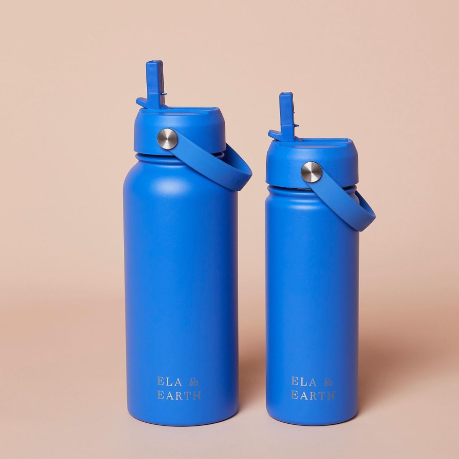 Ela & Earth Electric-Blue Insulated Water Bottle Set | Drink Water Bottle Sets