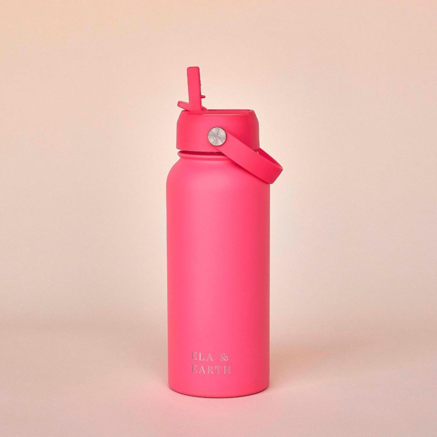 Ela & Earth Fuchsia-Pink Insulated Water Bottle - 1000Ml | Drink 1 Litre Water Bottles