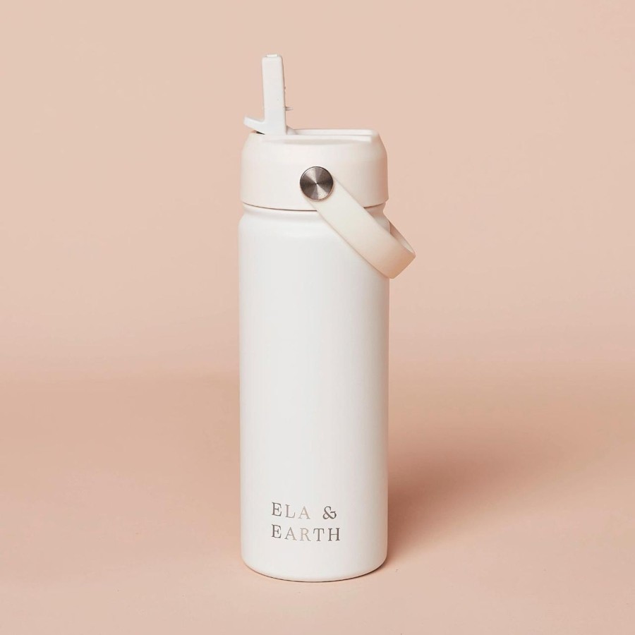 Ela & Earth White Insulated Water Bottle - 550Ml | Drink 550Ml Water Bottles