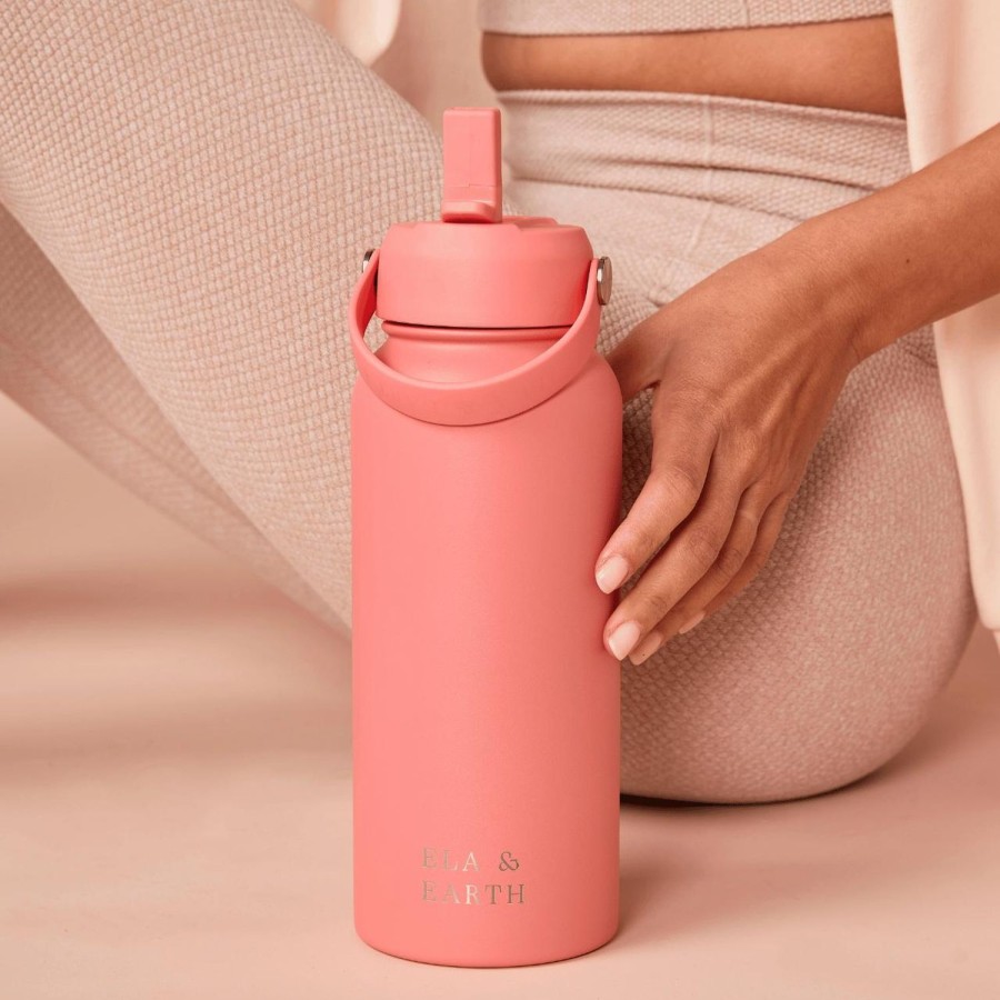 Ela & Earth Coral - 1 Litre Water Bottle + 20Oz Tumbler Set | Drink 1 Litre Water Bottle + Tumbler Set