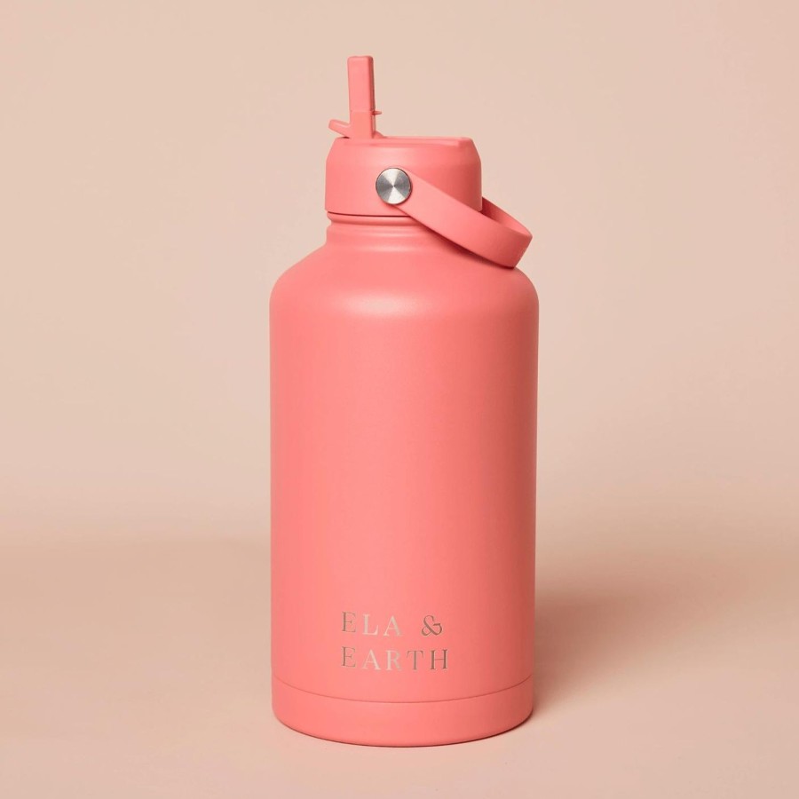 Ela & Earth Coral Insulated Water Bottle - 1800Mls | Drink 1.8 Litre Water Bottles